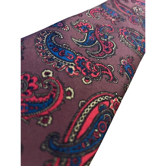 Mallory Church London Silk Tie Red Print Paisley Formal Professional Career - Picture 2 of 6